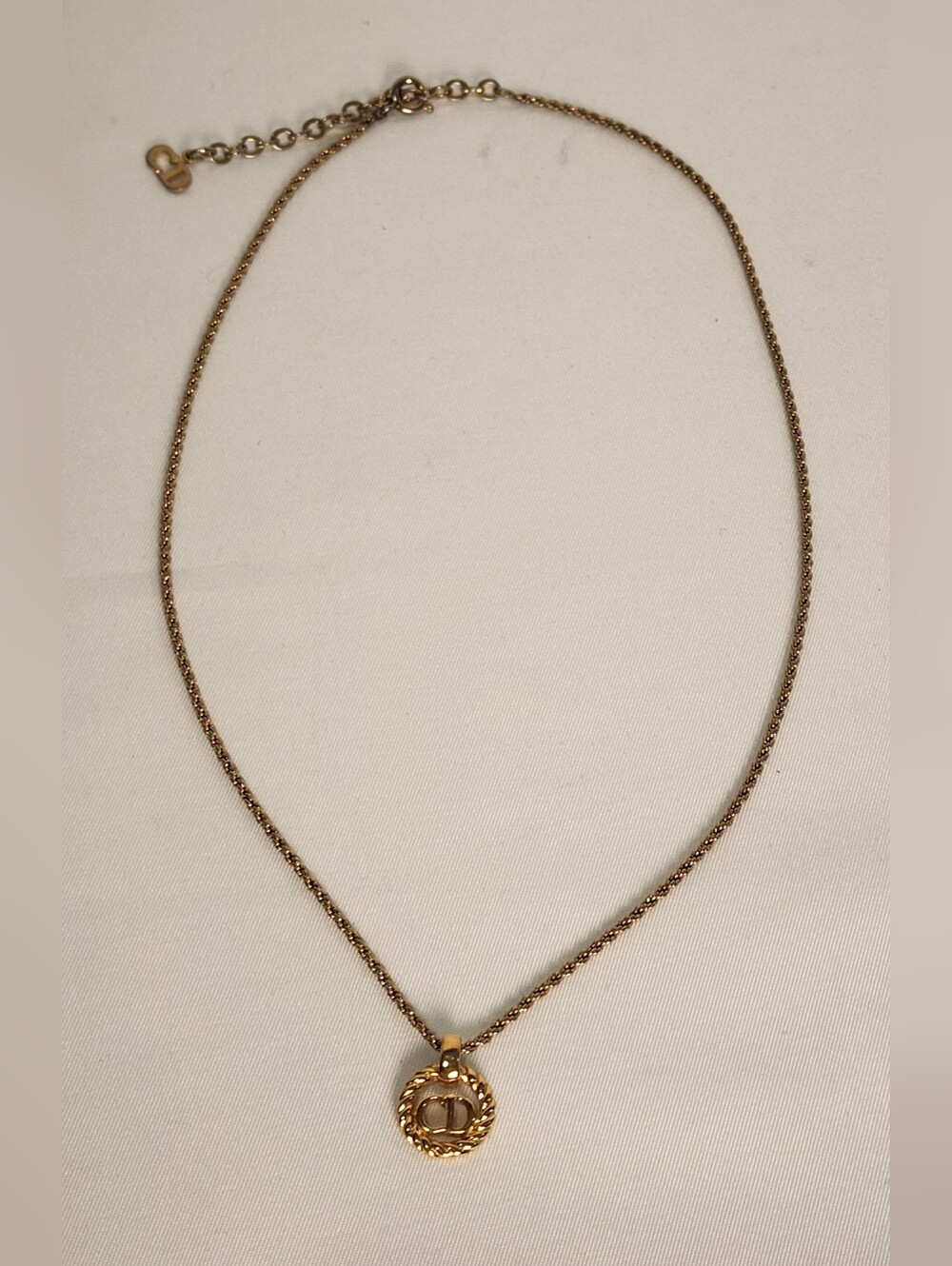 Authentic vintage Christian Dior CD Logo Round Twist Pendant Necklace - Picture 1 of 10